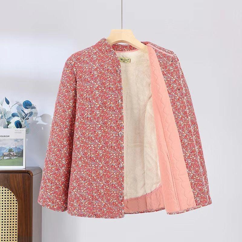 SEE KEAN Women s Winter Floral Plush-Lined Cardigan Jacket