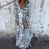 Spring Summer Printed Leopard Print V-neck Loose Dress for Women Dress