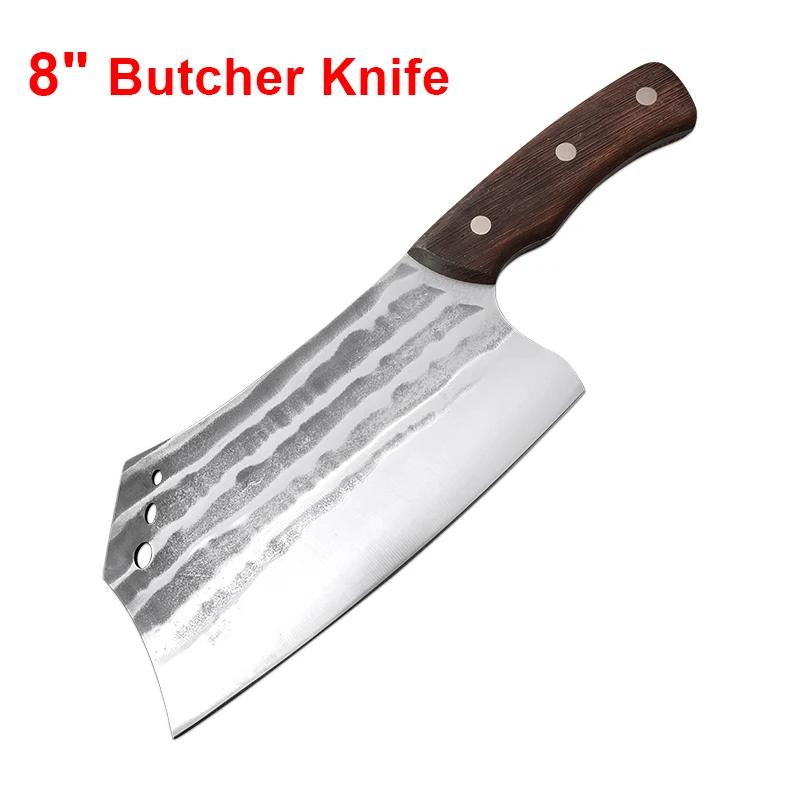 Forged Kitchen Knives Cleaver Meat Chinese Knife Stainless Steel Butcher Knife Wood Handle Chef Knives Chopping Vegetables Meat