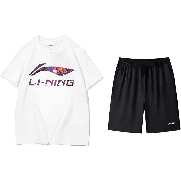 Li-Ning Модный Удобный Универсальный Простой Модный Легкий Повседневный Спортивный Костюм Унисекс костюм AHSS971-3+YATV113-1 L