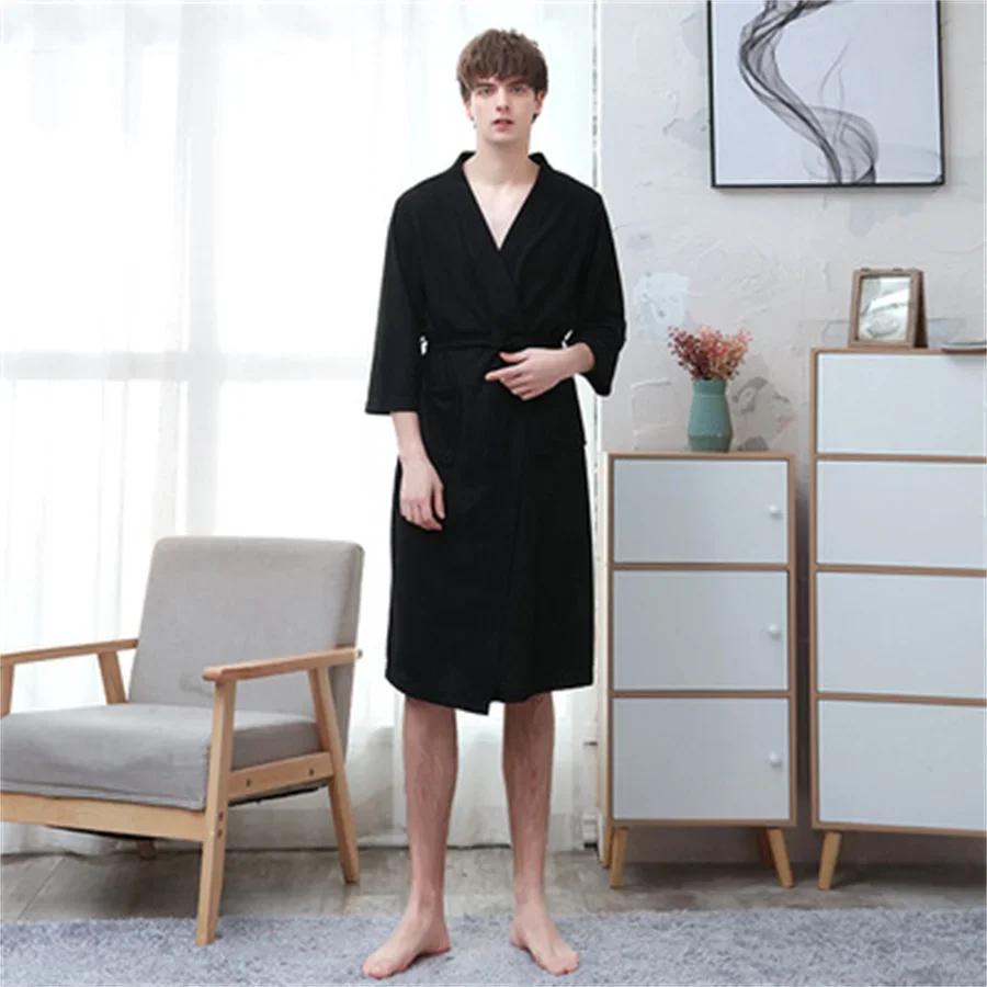 Yazlık Waffle Çift Bornozu Kimono Havlu Bornoz Erkek Sabahlık V yaka Ev Duş Bornozları Kadın Pijama Aşık Giysileri