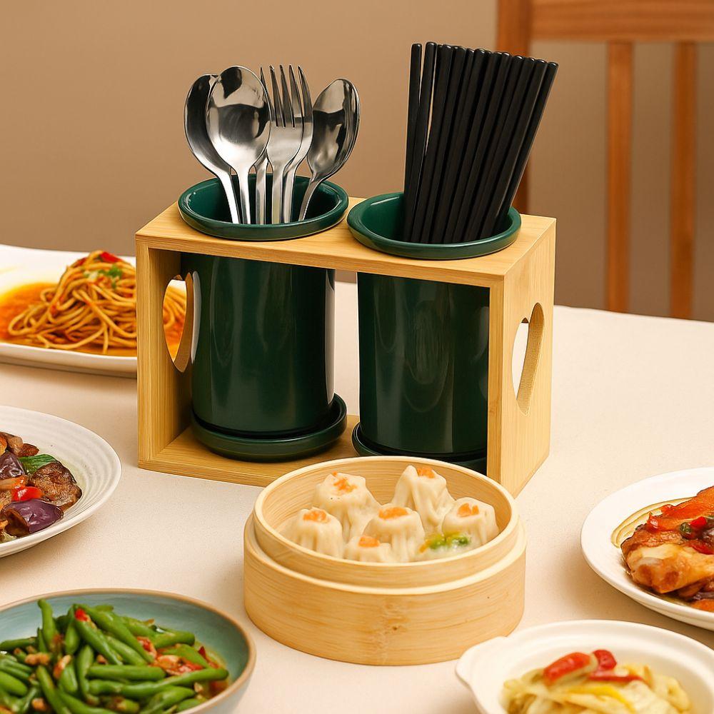 Ceramic Chopstick Holder Large Capacity Household Tableware Holder Anti-mildew Cutlery Storage Rack Party