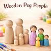 10Pcs Unfinished Wooden Figures Suitable Natural Color Unfinished Wood Peg Dolls Women Men Wooden Peg Dolls Diy Paintable Home