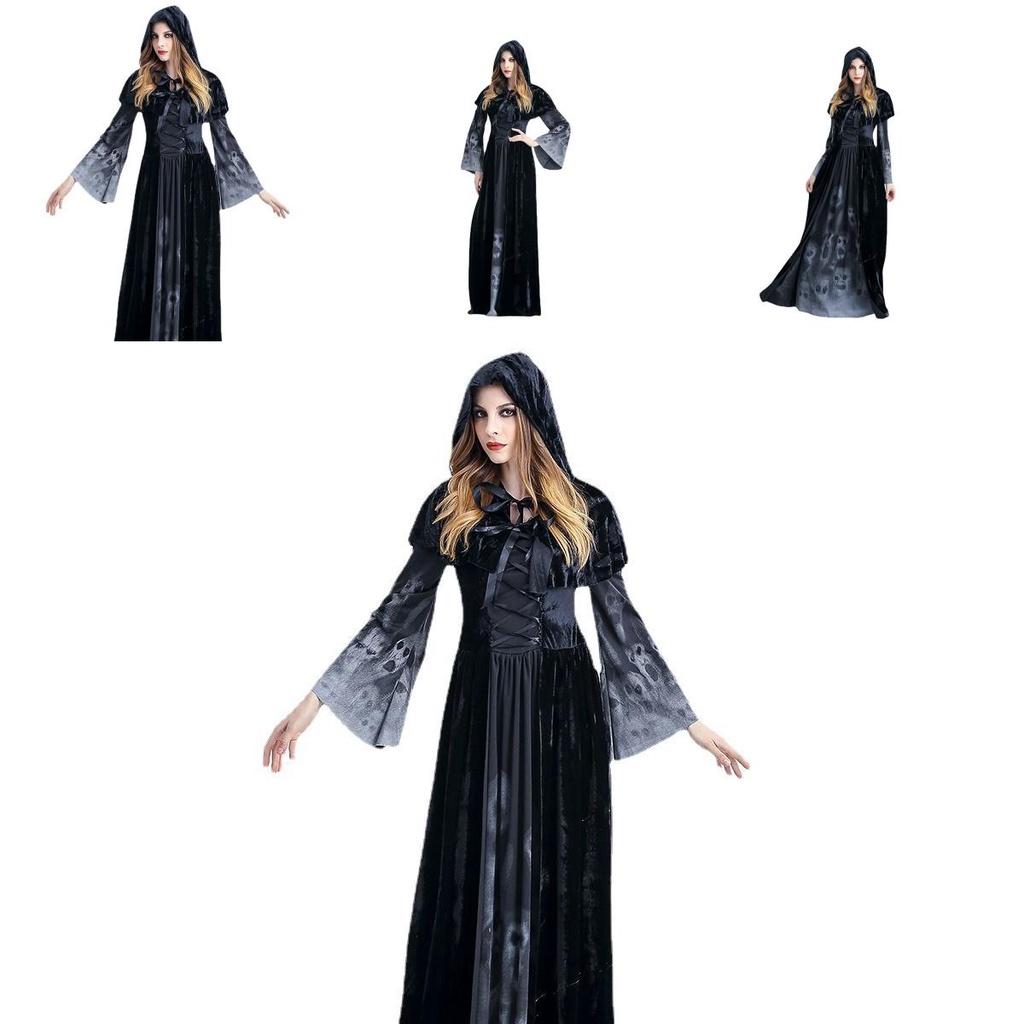 Enchanting Halloween Vampire Long Dress For Witches Perfect For Role-playing Events