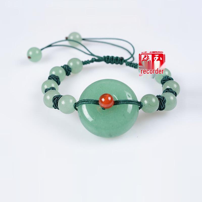 Handmade Green Dongling Jade Ping an Buckle Unisex Bracelet Zhang s Jade