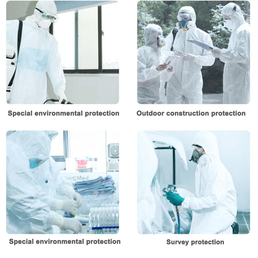 2 Stück Hazmat-Anzug Verdicktes SMS Anti-Virus Schutzkleidung Sicherheits-Overall Isolation Einweg