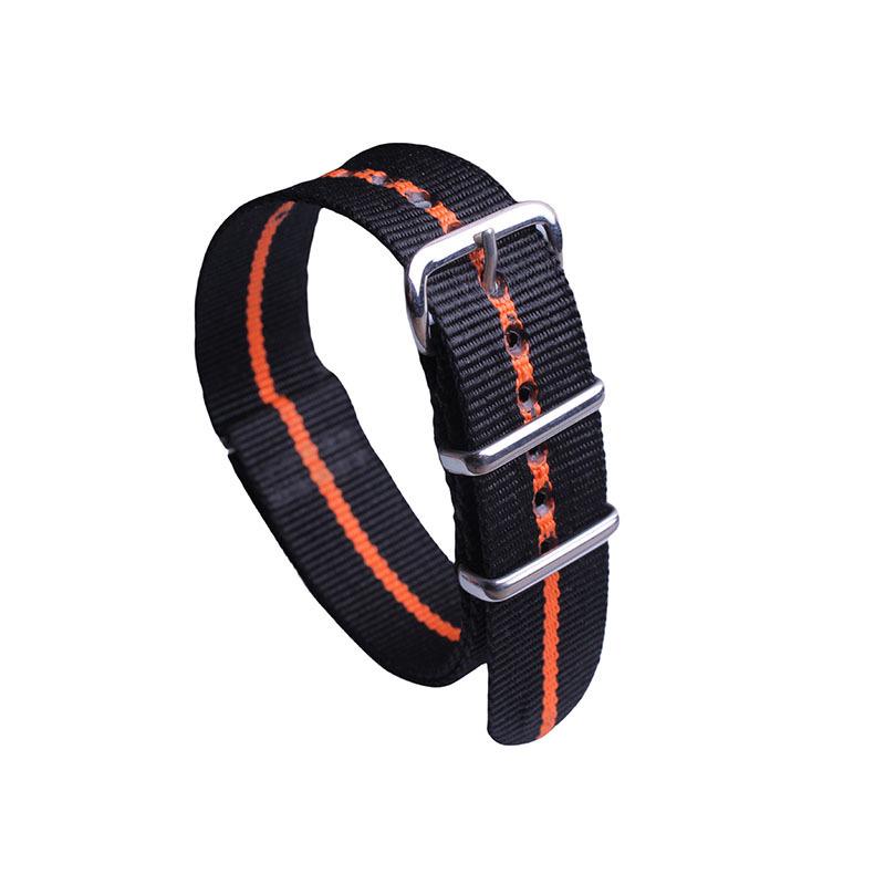 

Seamless Nylon Watch Band with Polished Silver Buckle 22mm