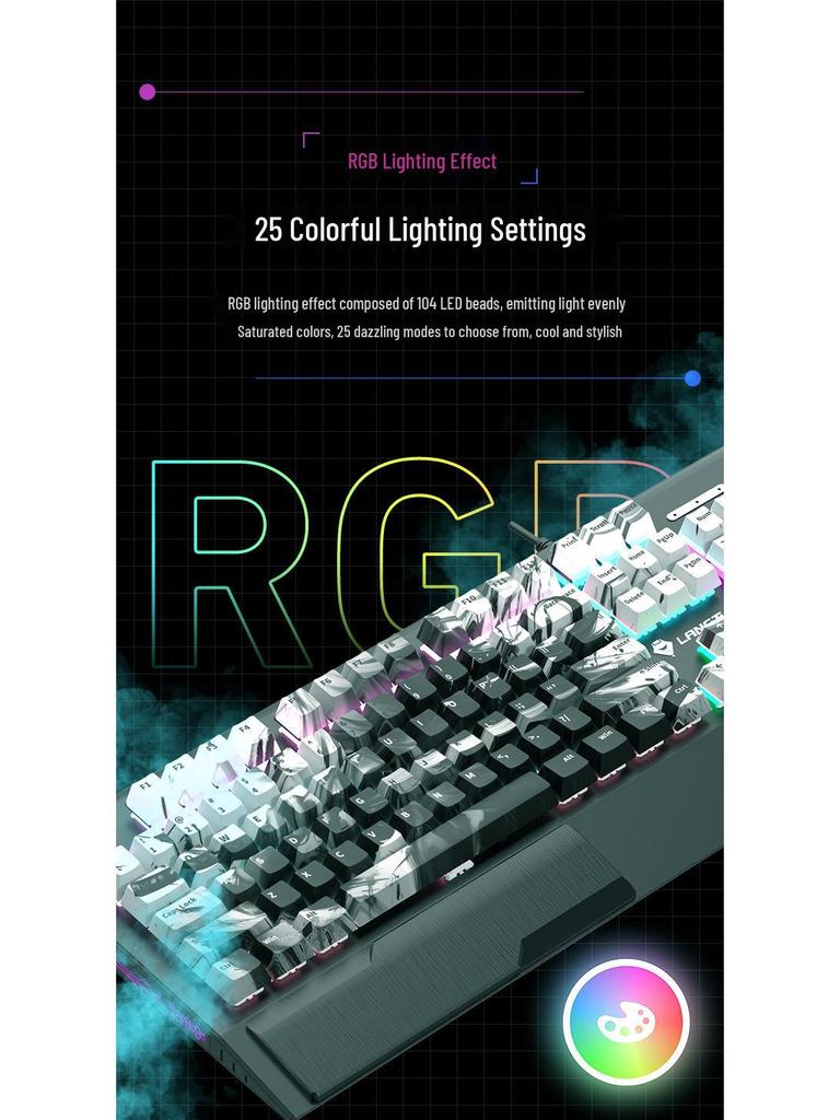 Langtu K1000 Mechanical Gaming Keyboard with Blue Switches - Custom PBT Theme for Girls & Office Use
