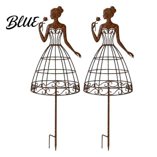 Artistic Garden Sculpture for Outdoors Vintage Lady Trellis Stake Rustic Metal Silhouette Plant Support Climbing Botanical Decor Outdoor Spaces Vines