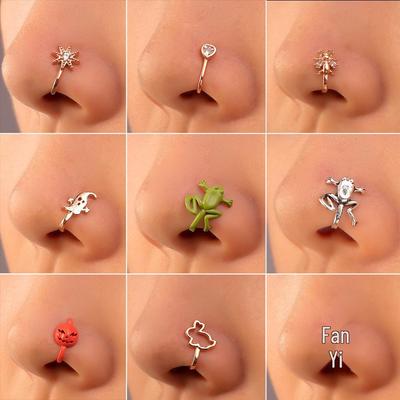 Retro Copper U-Shape Adjustable Zircon Nose Clip Jewelry