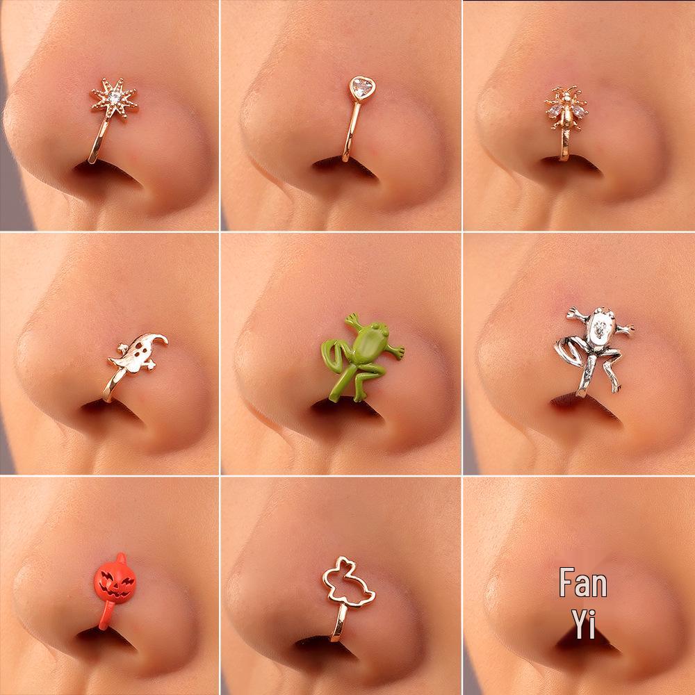 Retro Copper U-Shape Adjustable Zircon Nose Clip Jewelry