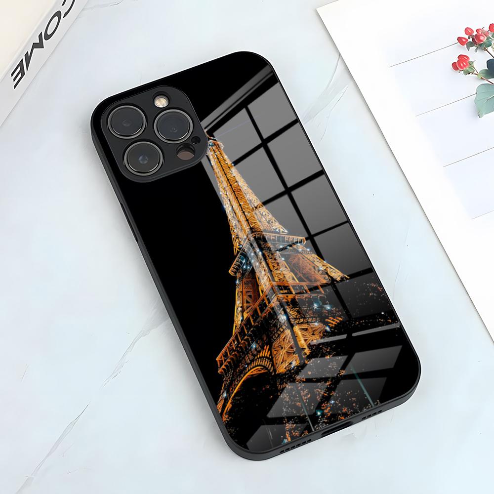 Eiffel Tower Paris Phone Case For IPhone 17 Pro Max 15 Pro 16 14 Plus 12 13 Mini 11 Pro Shockproof Glass Cover