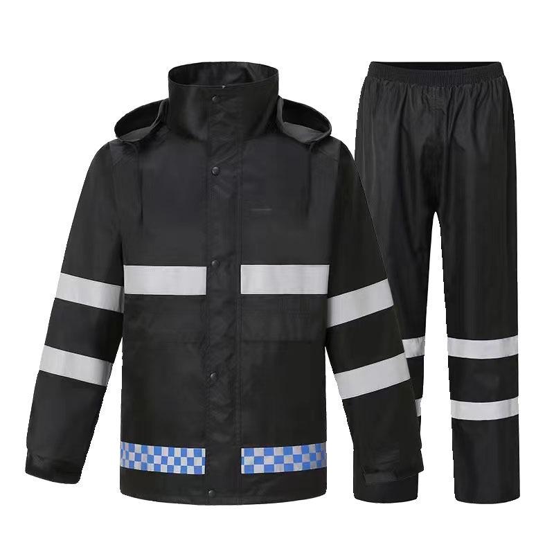 

High-Speed Fluorescent Green-Yellow Reflective Double-Layer Breathable Motorcycle Raincoat Set for Adults Large чёрный