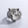 Verstellbarer Tigerkopf Ring Herren Damen Vintage Retro Tierkreiszeichen Schmuck Vergoldetes Statement Accessoire