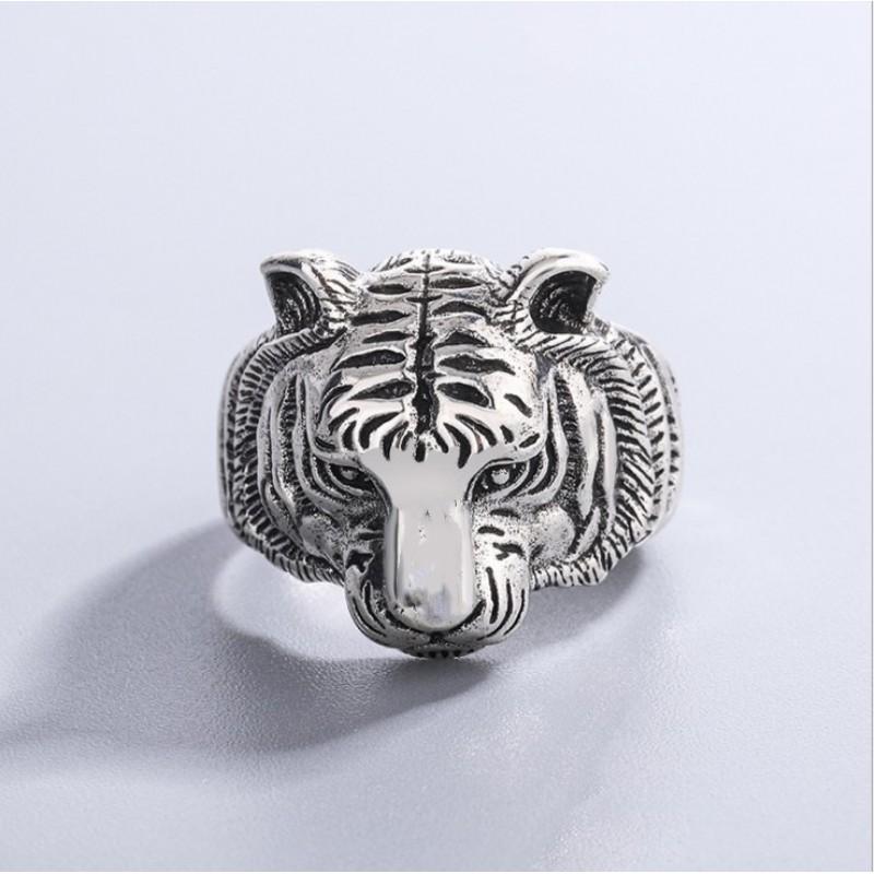 Verstellbarer Tigerkopf Ring Herren Damen Vintage Retro Tierkreiszeichen Schmuck Vergoldetes Statement Accessoire