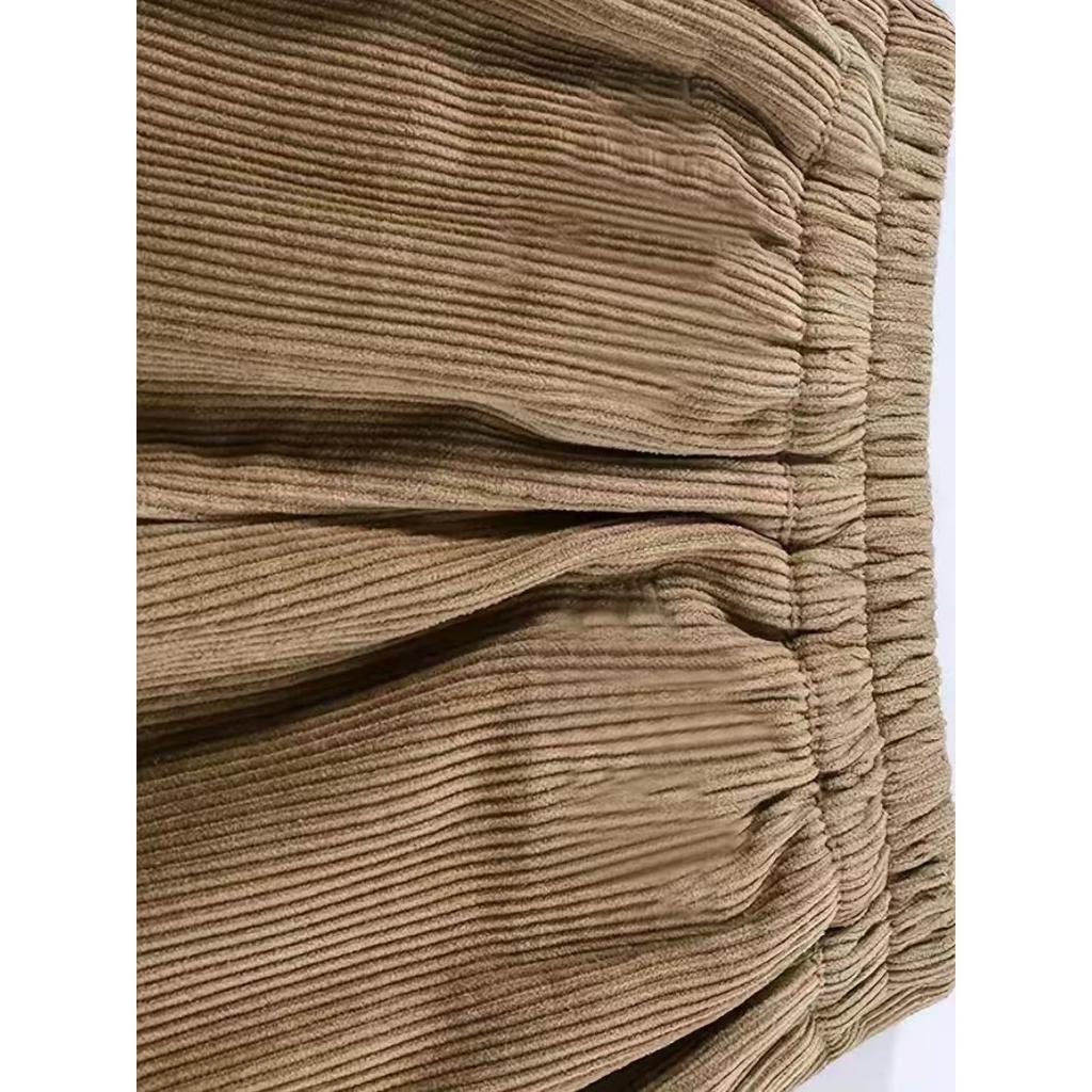 Autumn/Winter Corduroy Dad Wide Leg Pants Women's Autumn/Winter New Style Striped Velvet Loose Nine Cent Boots Pants