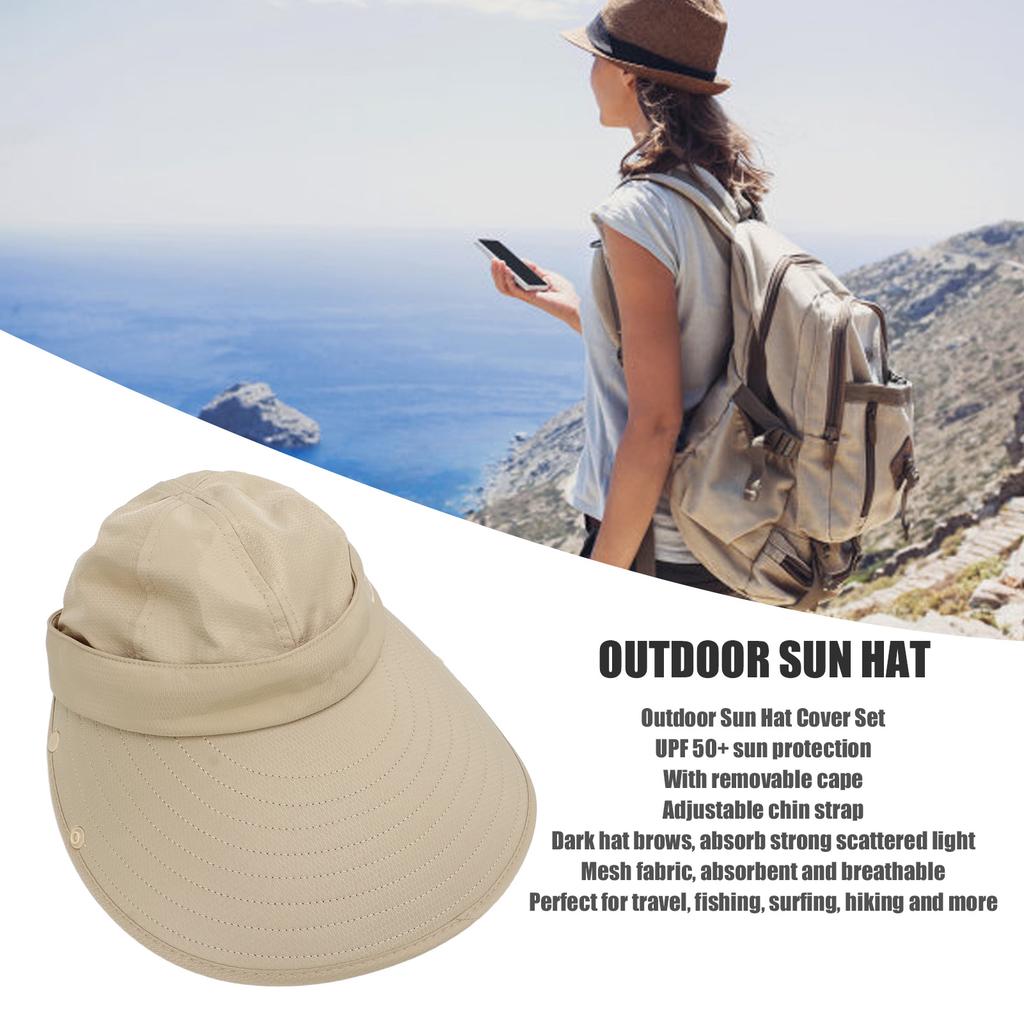Outdoor Cycling Sun Hat Large Face Sunscreen Cover UV Fishing Hat Set