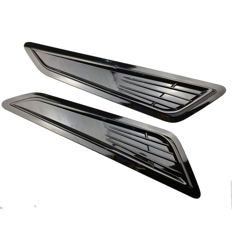 New 2 Pcs Glossy Black Car Hood Vent Louver Scoop Cover Intake Cooling Panel Trim