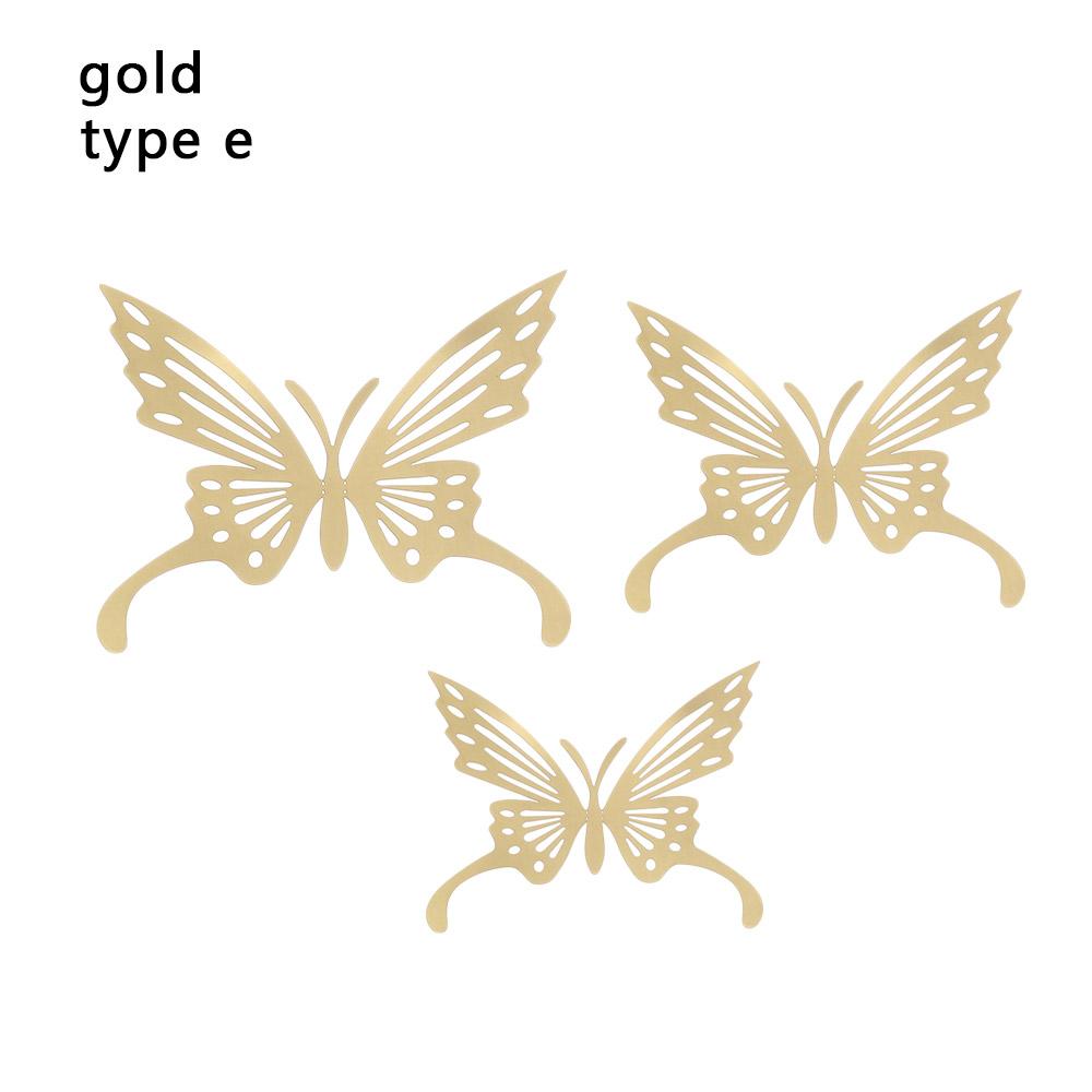 12Pcs/Pack 3D Hollow Out Butterfly Stickers Gold/Silver/Rosegold Mirror Decals Metal Texture Wall Art Wedding Party Supplies