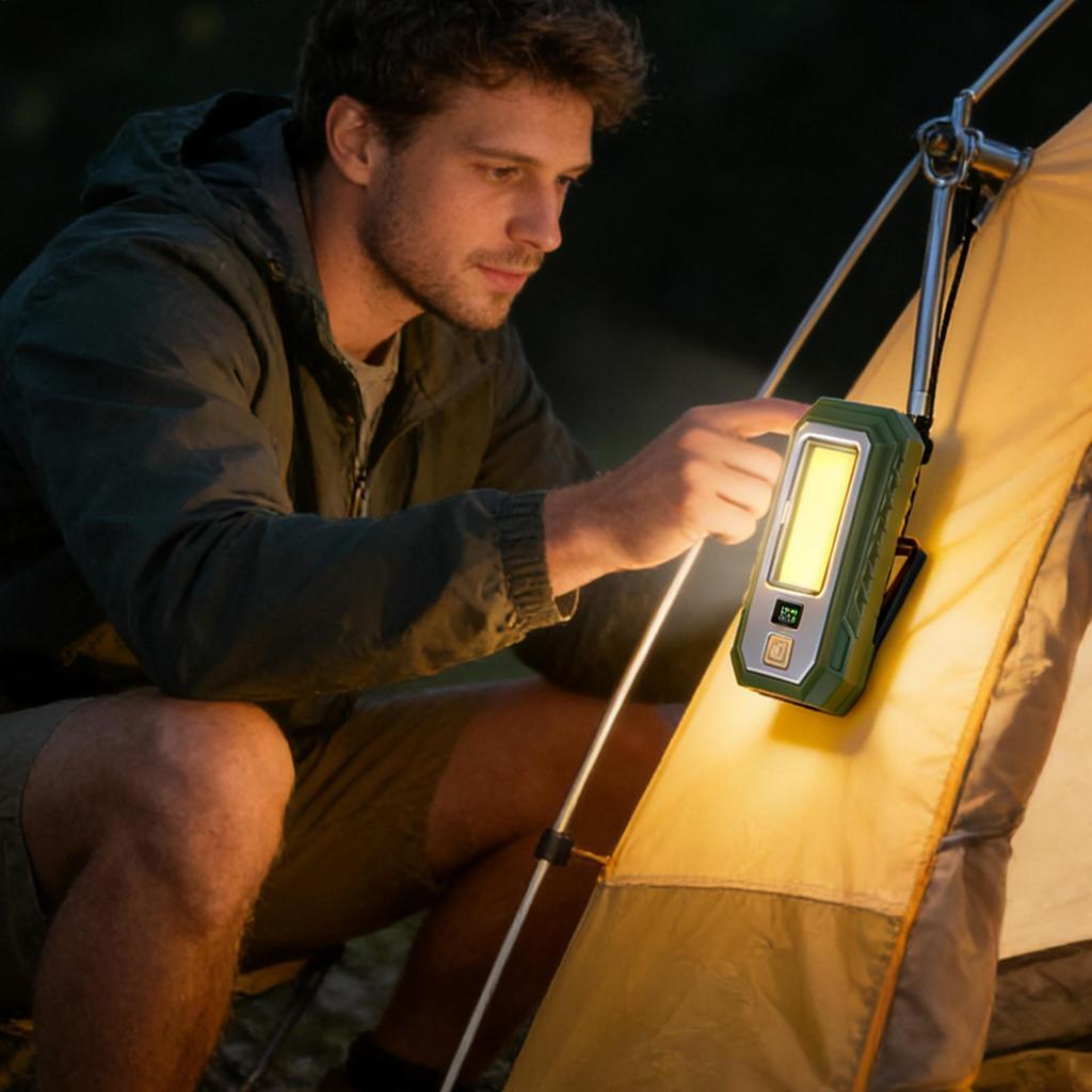 Work Light 1200mAh Magnetic LED Bright Flashlight Digital Display Rechargeable Camp Light For Camping Outdoor Tent Garage Shop