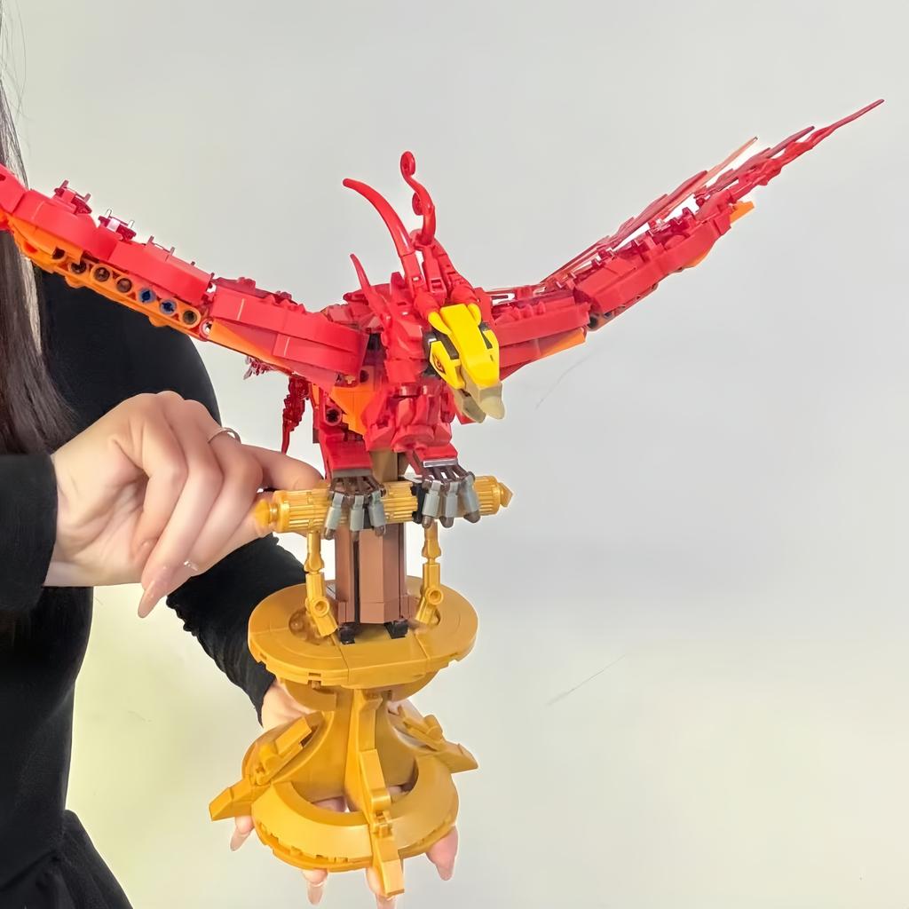Fire Phoenix Building Block Set, Durable Materials, Movable Head And Wings, Unique Creativity And Strong Collectible Value, Ideal Gift For Adults -