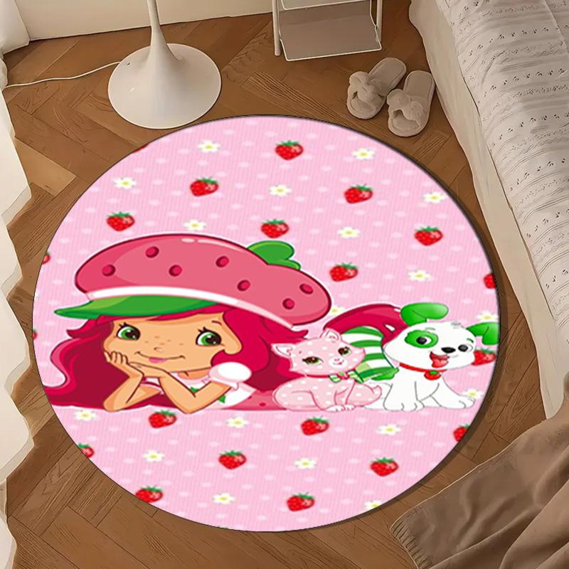 Strawberry Kitten Round Rug for Livingroom,Bedroom, Palyroom, Chair Rug, Area rug, Circle Carpet, Large Size Fan Christmas gift