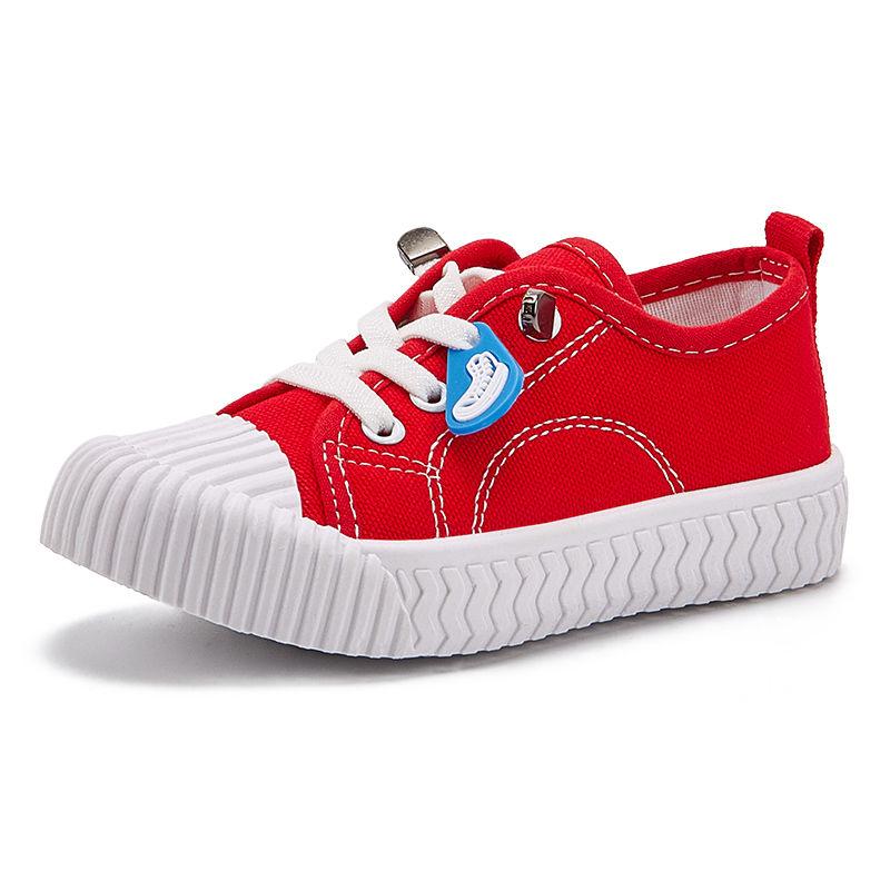 White Sneakers Children's Canvas Shoes Lace Up Korean Kids Shoes Flats Boys Girls Slip On Loafers Toddler Plimsolls Big Size 35