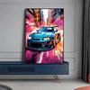 Hot Colorful Neon C8 Luxury Car Press Quality Poster Aesthetics Art Home Wall Canvas Home Driver Room Garage Living Decor Design
