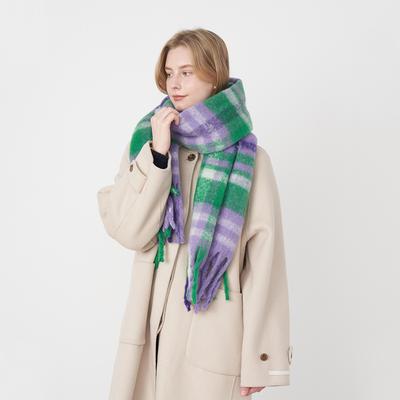 New Classic Retro Imitation Cashmere Plaid Scarf Women's Winter Warm Fringed Scarf