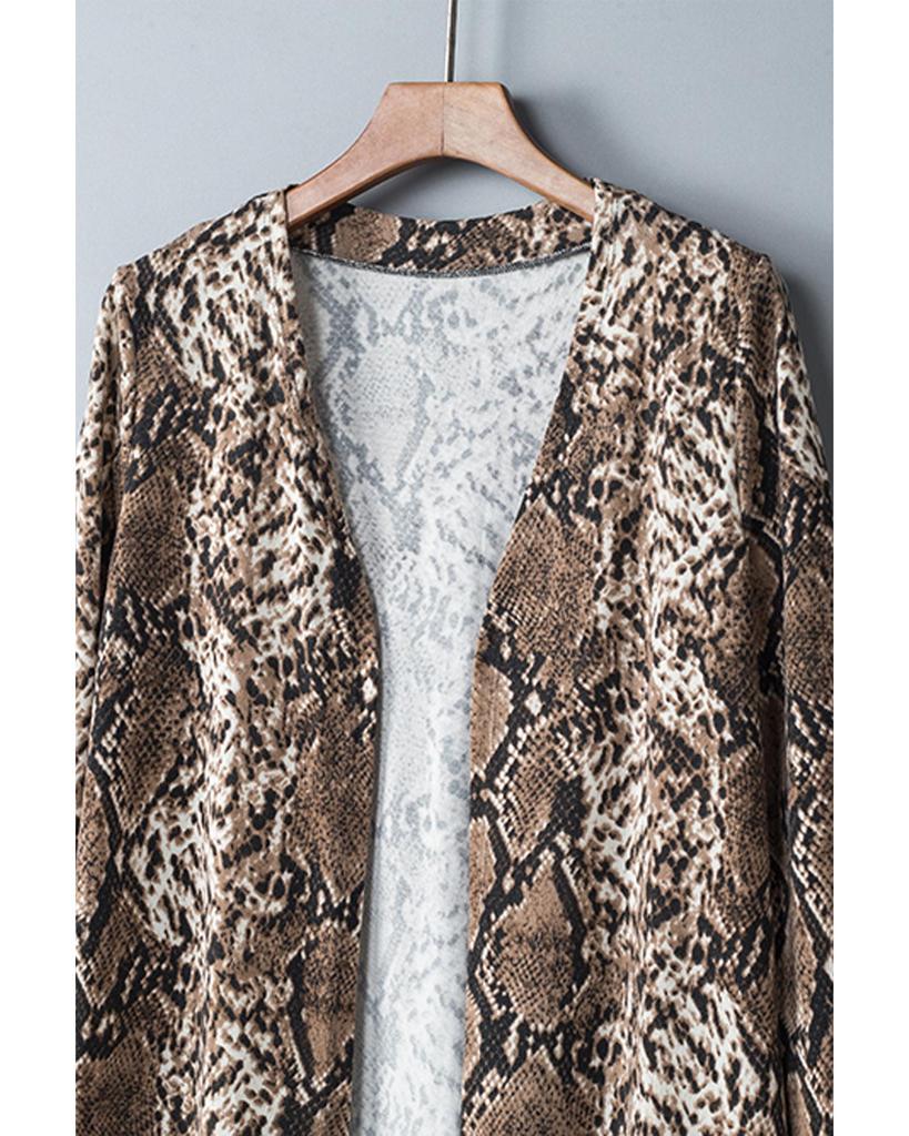 Azura Exchange Long Cardigan with Snake Print