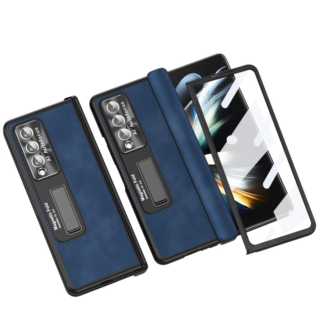 Matte Feeling Leather Full Coverage Case for Samsung Galaxy Z Fold4 Fold 4 5G Fold3 Fold 3 Zfold4 Lens Screen Glass Film Cases