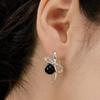 S925 Sterling Silver Bow Earrings Female Sweet Temperamental All-Match Ear Clip Agate Earrings Earrings