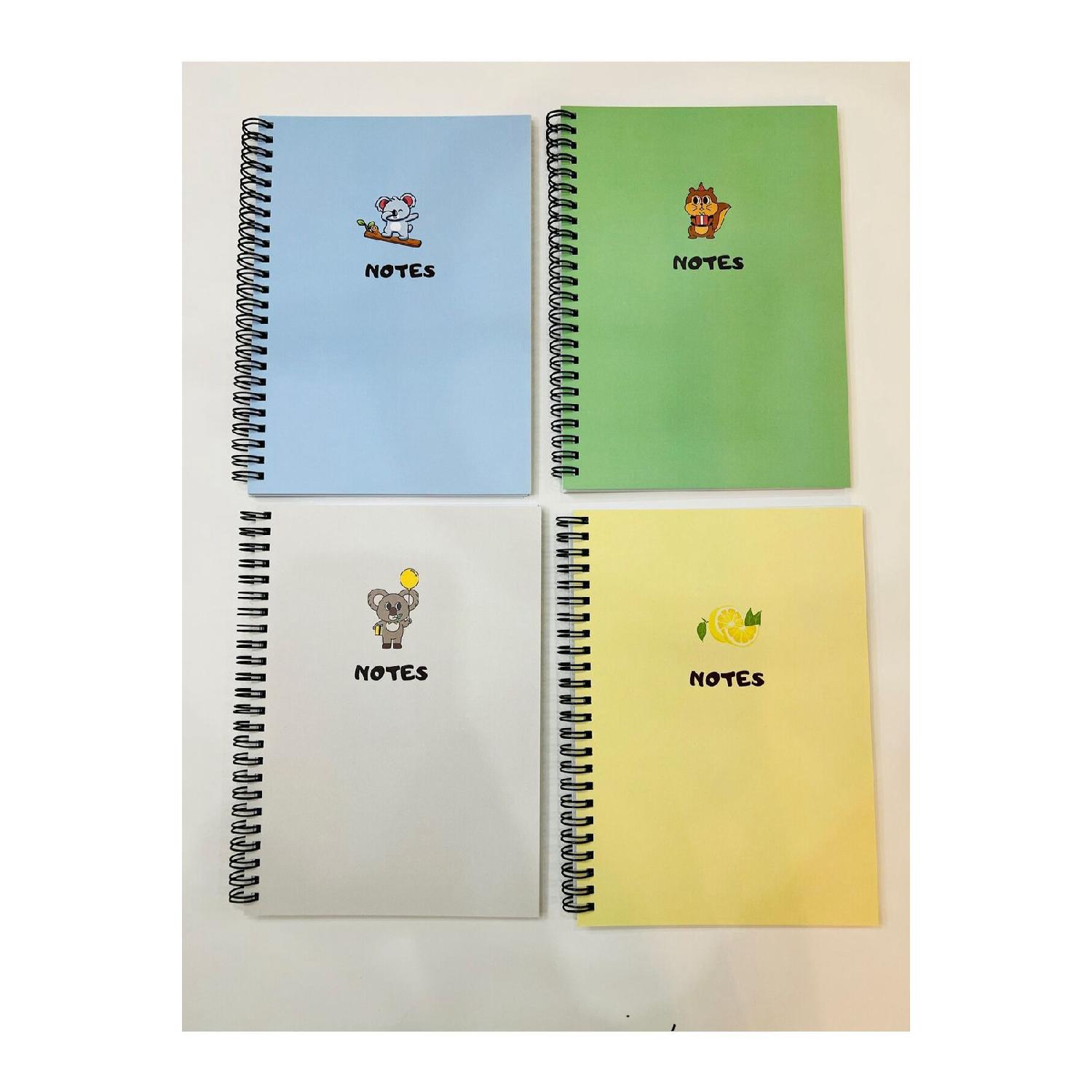 

Set Of 4 Unlined Notebooks 15x21 Cm 120 Pages Cardboard Cover Spiral Notebook синий