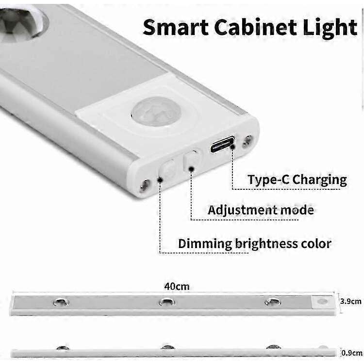 Lampada LED da 40 cm, Lampada per Armadio a 4 Modalità con Sensore di Movimento, Ricaricabile USB da 550 mAh, Luce LED Senza Fili da Cucina da 6000K con Temperatura Colore Regolabile