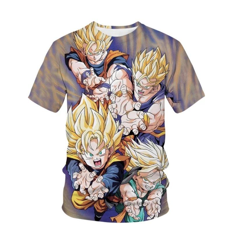 2026 Summer Dragon Ball Boys' T-shirt 3D Goku Printed Harajuku Men's Fashion Short Sleeve Casual Top