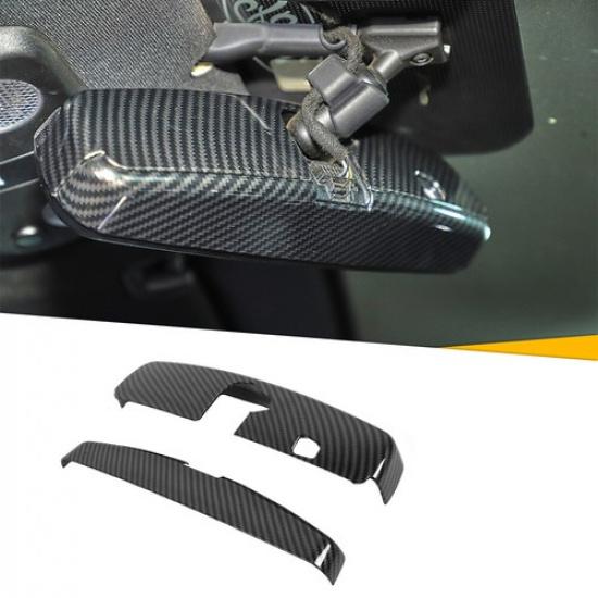 Interior Rearview Mirror Cover Trim Bezels For Ford Mustang 2015+ Carbon Fiber