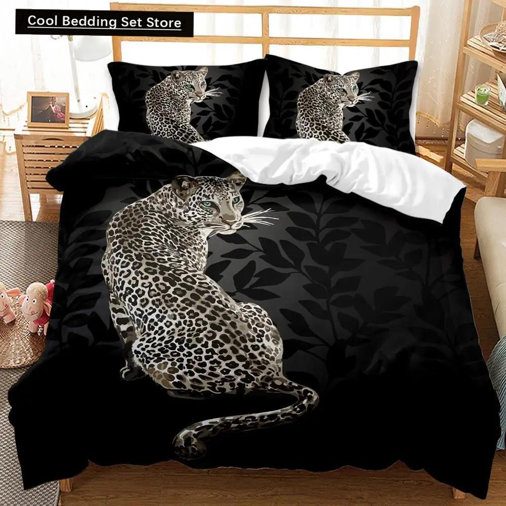 Comforter Leopard Fierce Cheetah Bedding Set Moon Viewing Wild Animal Printed Double Queen King Size Polyester