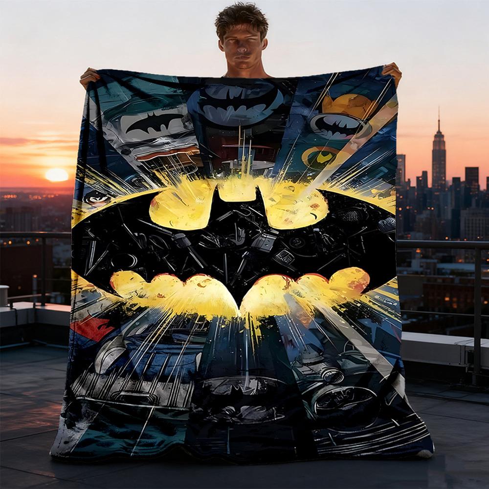 1pc Batman Logo Outdoor Flannel Throw Blanket Soft, Lightweight & Warm for Sofa, Office