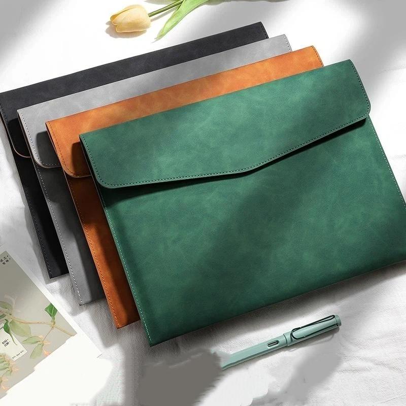 A4 Pu Leather Document Bag Storage Bag Large Capacity Double-Layer File Folder Business Official Briefcase