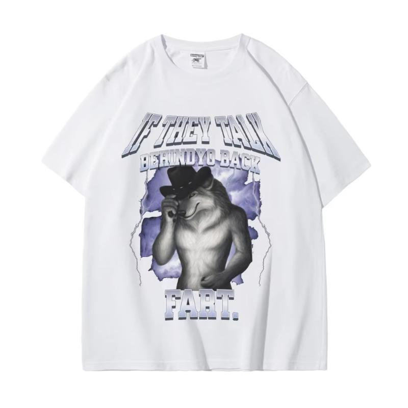 

If They Talk Behind Yo Back Fart Wolf Literally Me Funny Meme Emo T-shirt Unisex Fashion Vintage Short Sleeve T Shirt Streetw... S разноцветный