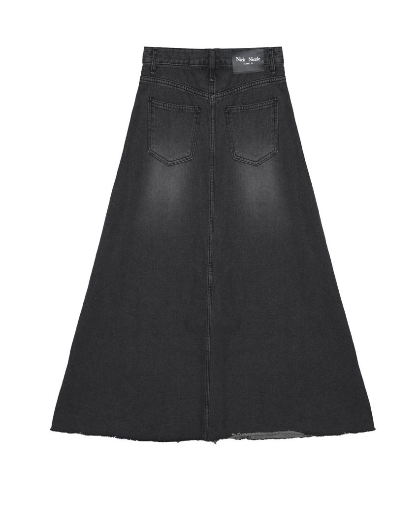 Nigaennikol Maxi Washing Denim Skirt_Black