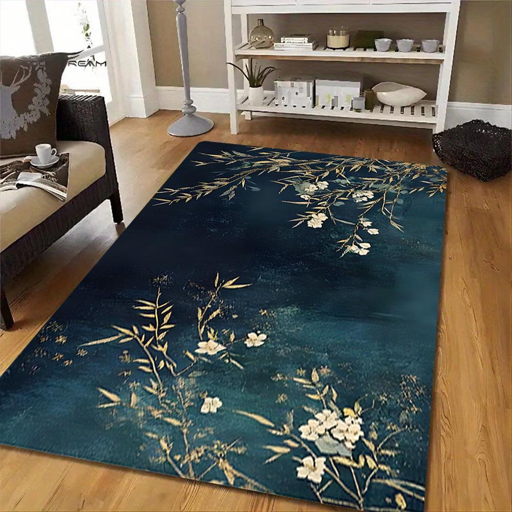 Vintage Floral Wall Mural Decoration,Carpet,Living Room,Bedroom, Non-slip,Square rug