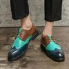 Fashion Men's Contrast Color Men's Shoes Lace-Up Red Dress Shoes Handmade Brogue Style Wedding Shoes Men's Flats Leather Oxford Shoes