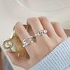S925 Sterling Silver Croissant Plaid Ring for Women: High-End Twist Design Open Index Finger Ring