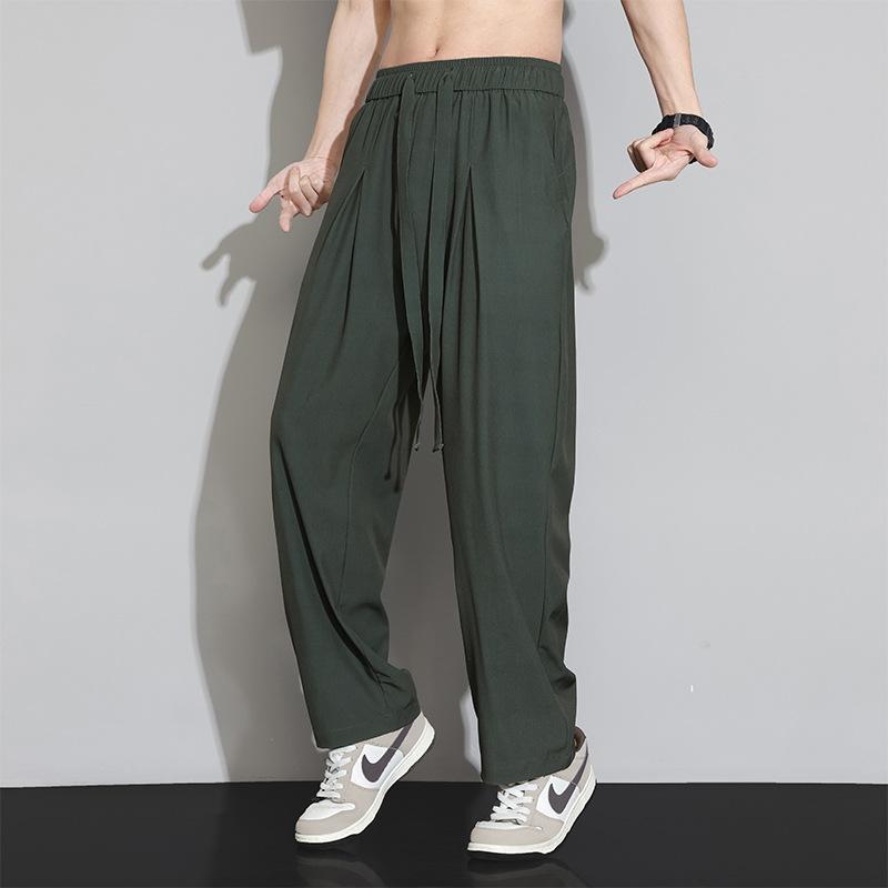 Sports Ice Silk Pants Men's Summer Breathable Straight Leg Trendy Brand Quick Drying Casual Pants Plus Size Spring and Autumn Work Pants