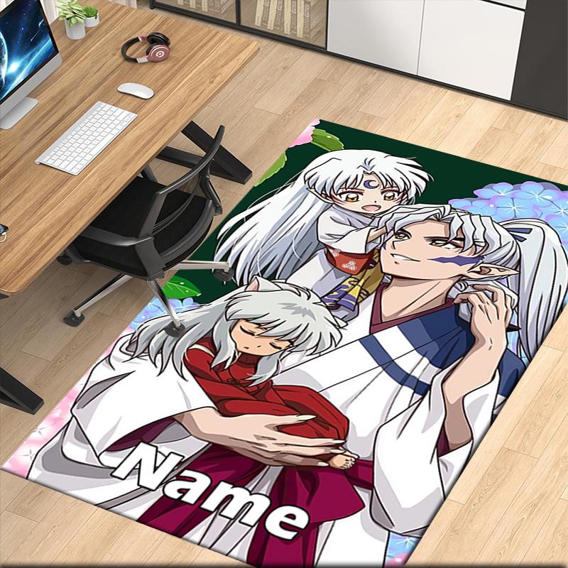 Custom Name Inuyasha Printed Carpet, for Office Chair Living Room Bedroom Kitchen Room Decor Gifts.