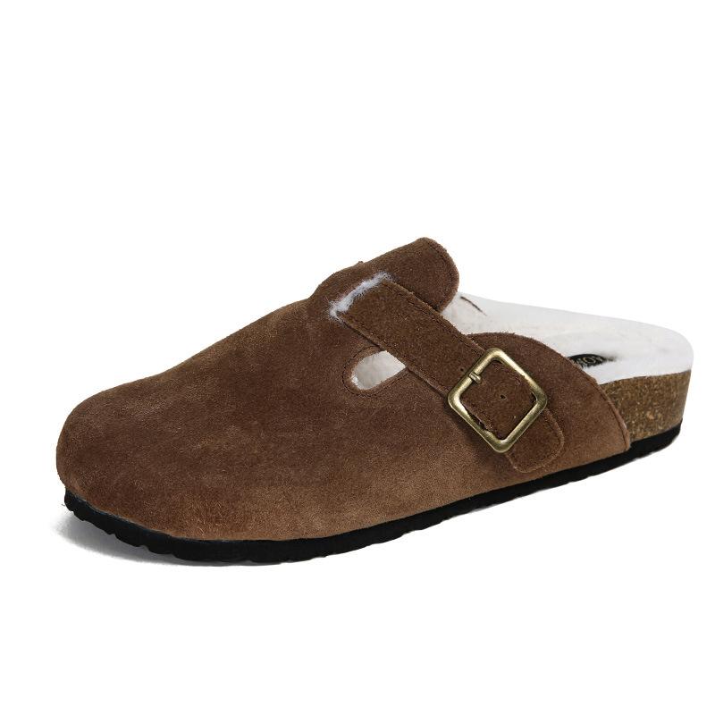 2024 Winter Shoes for Women Genuine Leather Boots Warm Plush Casual Birken Shoes Girl Retro Outdoor Plush Slipper
