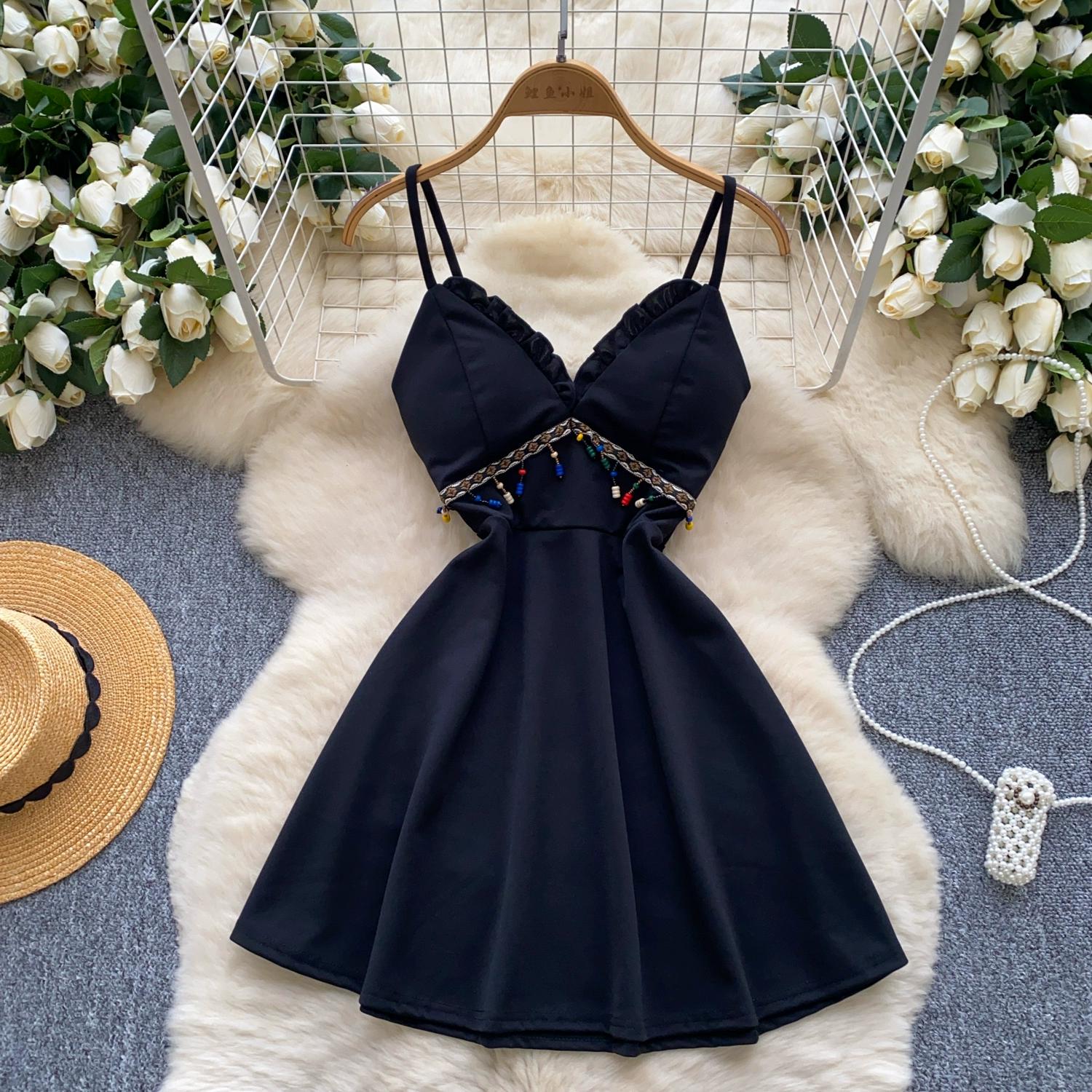 

Летние женские сексуальные V-образным вырезом на тонких бретельках для клубной вечеринки мини-короткие платья для девочек L чёрный