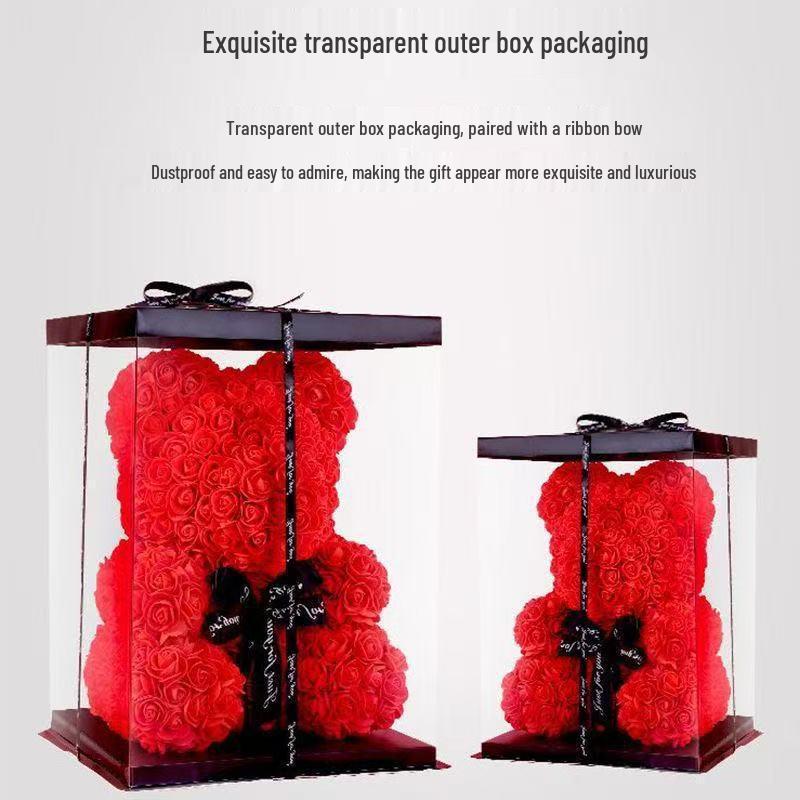 Preserved Rose Flower Bear for Teacher's Day, Christmas, Valentine's, Birthday - Real Flower Gift
