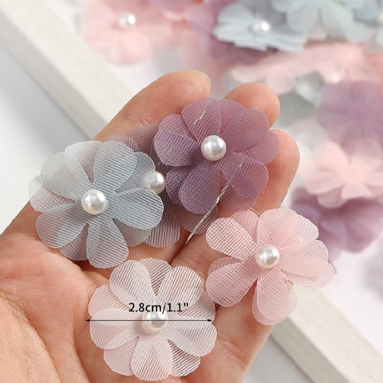 30Pieces Fabric Flower Appliques Clothing Accessories 35mm Sewing Flower for Wedding Dress Shoes Hat Home Decoration